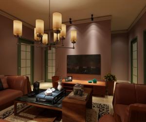 崂山某小区张先生客厅硬软装家具配饰全案效果图设计案例